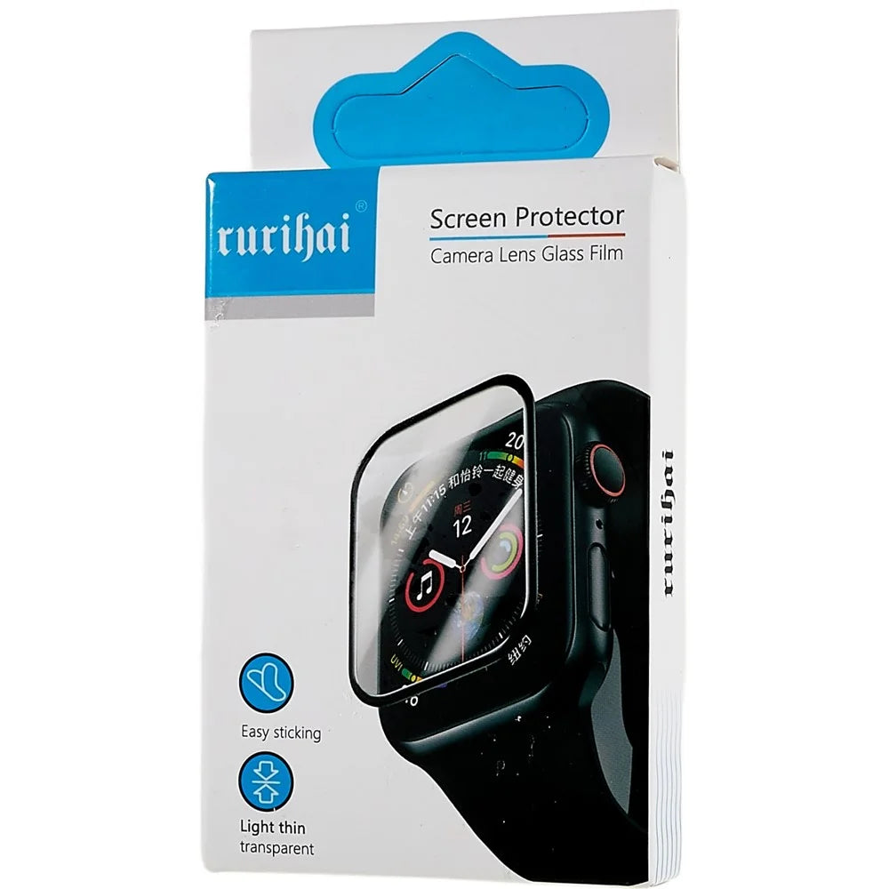 RURIHAI For Apple Watch Series 9 / 8 / 7 45mm PC Frame Cover with Silk Printing Anti-scratch HD Tempered Glass Film Watch Protector - 6
