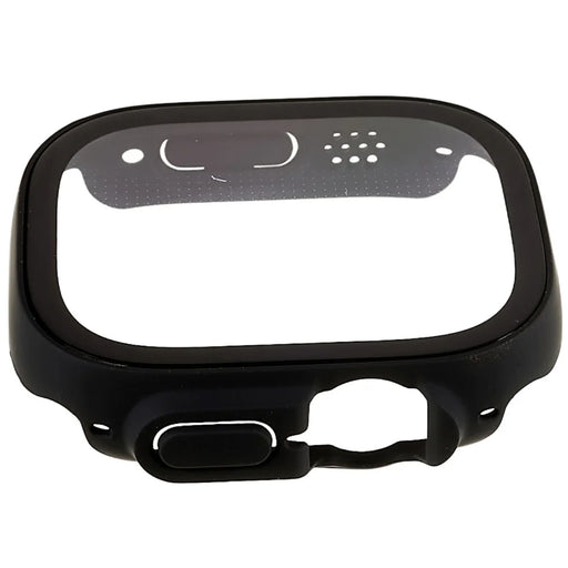RURIHAI For Apple Watch Ultra 3 / Ultra 2 / Ultra 49mm PC Protective Case All-around Bumper Protective Cover with Silk Printing HD Tempered Glass Screen Protector - Black - 1