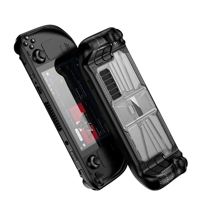 PC+TPU Protective Case for Steam Deck, Shockproof Game Console Concealed Kickstand Design Sleeve - Transparent - 2