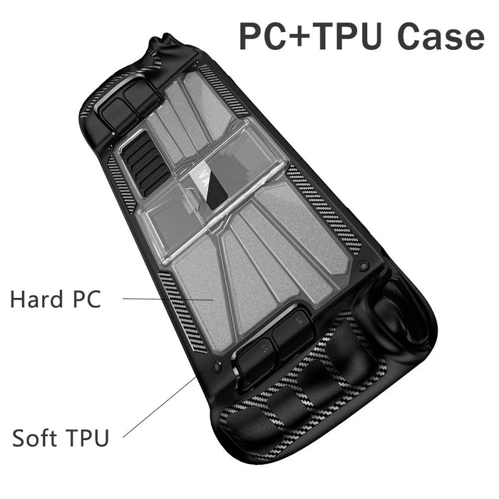 PC+TPU Protective Case for Steam Deck, Shockproof Game Console Concealed Kickstand Design Sleeve - Transparent - 3