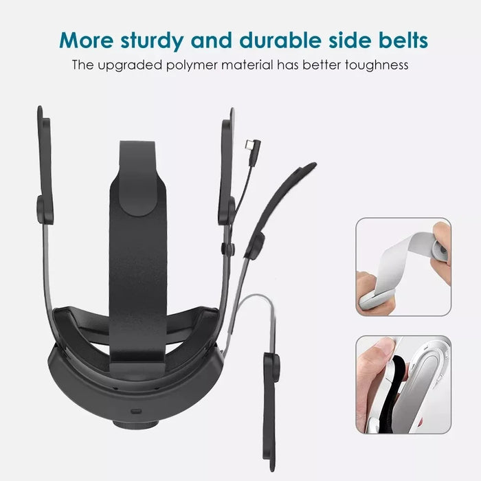 JY-HC2 For Oculus Quest 2 VR Glasses Headband Adjustable Head Strap with 8000mAh Battery - Black - 3