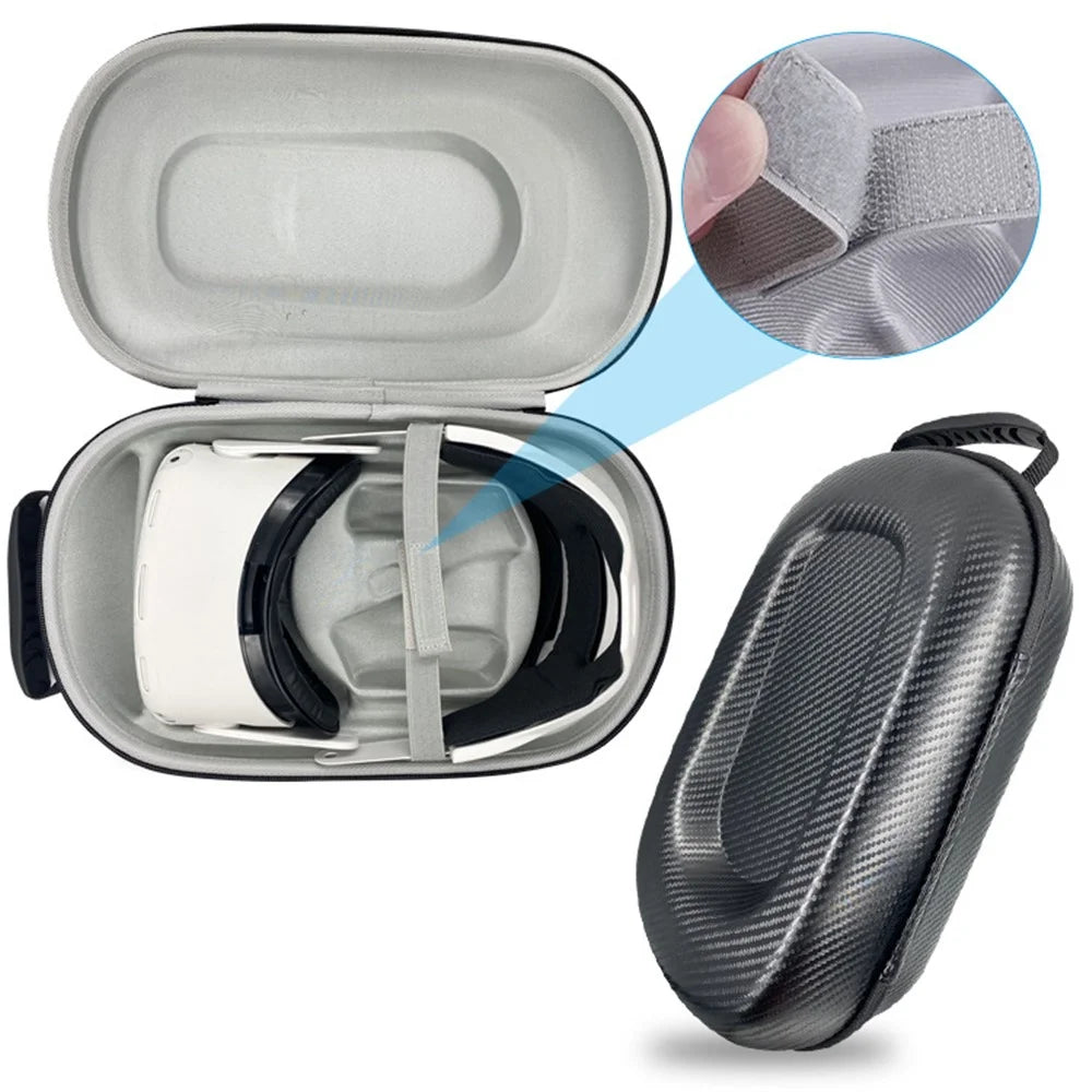 For Oculus Quest 2 VR Travel Carrying Case Hard Organizer Storage Bag Virtual Reality Headset Pouch - Carbon Fiber Texture - 3