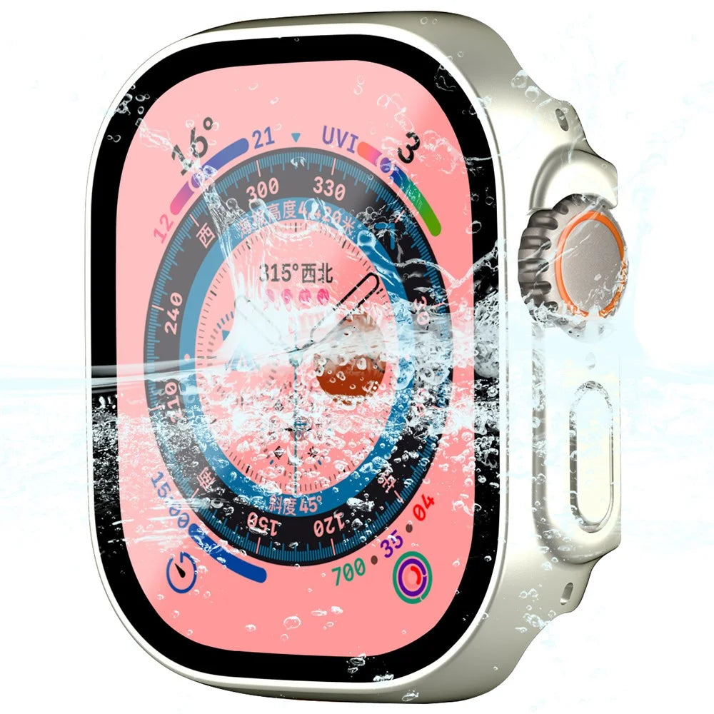 ENKAY HAT PRINCE For Apple Watch Ultra 3 / Ultra 2 / Ultra 49mm Waterproof Case Tempered Glass Screen Protector Hard PC Full Protection Watch Cover - Silver - 1