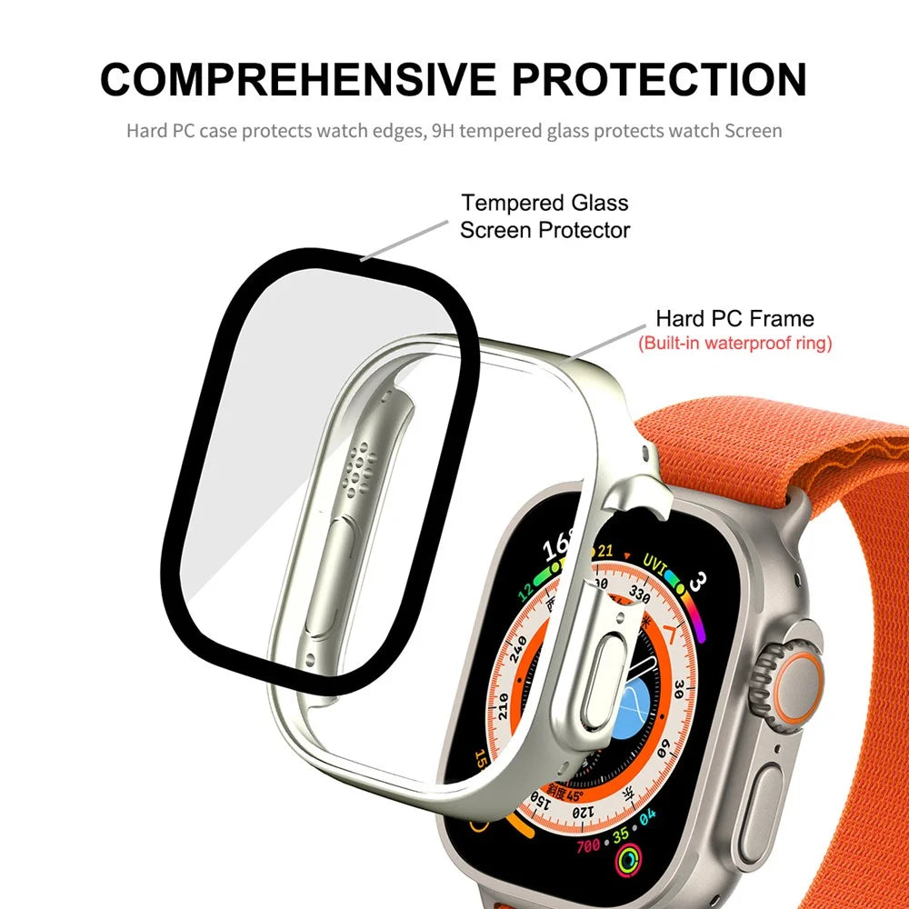 ENKAY HAT PRINCE For Apple Watch Ultra 3 / Ultra 2 / Ultra 49mm Waterproof Case Tempered Glass Screen Protector Hard PC Full Protection Watch Cover - Silver - 2