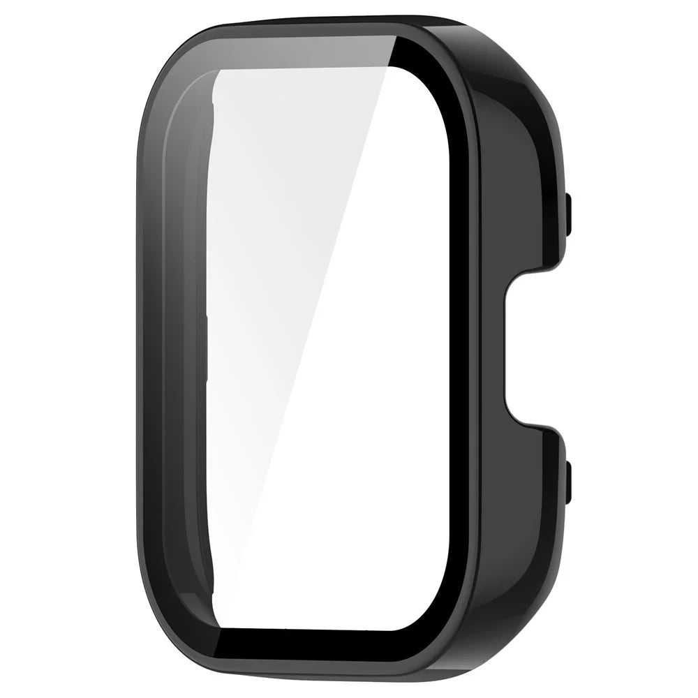 For Xiaomi Redmi Watch 3 PC Protective Case with Tempered Glass Screen Protector Smart Watch Anti-Fall Cover - Black - 2