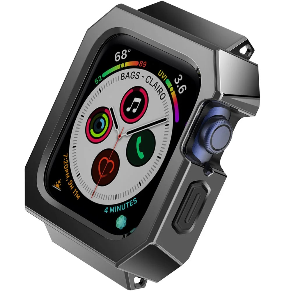 AHASTYLE WA15 Hard Case for Apple Watch Series SE3 / SE2 / SE1 /  6 / 5 / 4 44mm Rugged Stainless Steel Watch Case Protector Cover - Black - 2