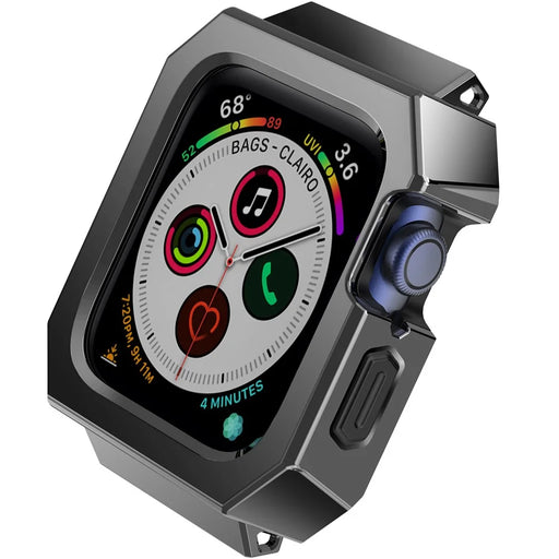 AHASTYLE WA15 Hard Case for Apple Watch Series SE3 / SE2 / SE1 /  6 / 5 / 4 44mm Rugged Stainless Steel Watch Case Protector Cover - Black - 2