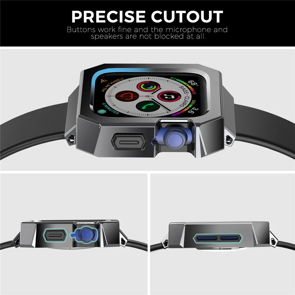 AHASTYLE WA15 Hard Case for Apple Watch Series SE3 / SE2 / SE1 /  6 / 5 / 4 44mm Rugged Stainless Steel Watch Case Protector Cover - Black - 4