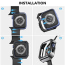 AHASTYLE WA15 Hard Case for Apple Watch Series SE3 / SE2 / SE1 /  6 / 5 / 4 44mm Rugged Stainless Steel Watch Case Protector Cover - Black - 6