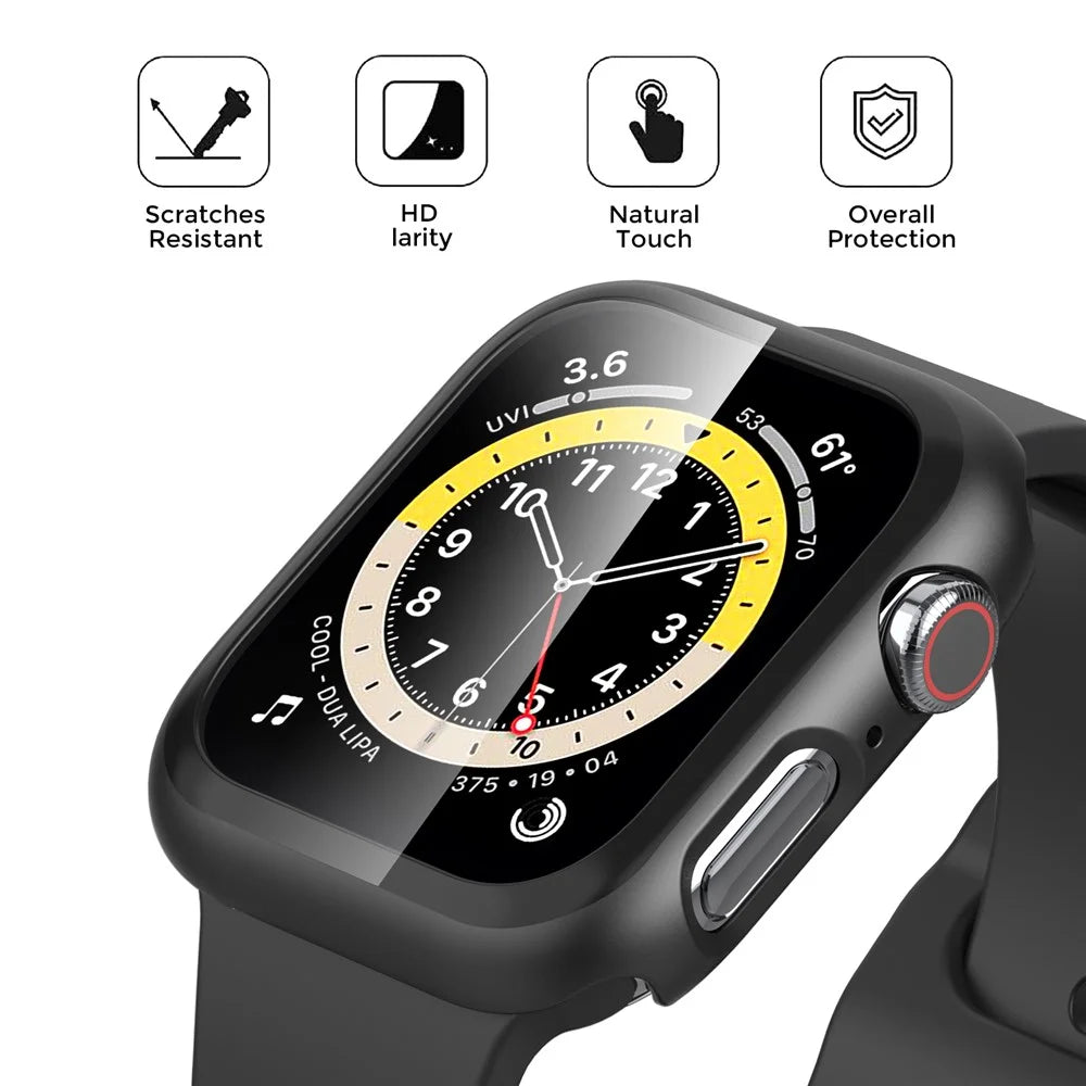 AHASTYLE WG46 2Pcs PC Case with Tempered Glass Film for Apple Watch - For Apple Watch Series 3 / 2 / 1 38mm / Black - 2