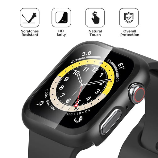 AHASTYLE WG46 2Pcs PC Case with Tempered Glass Film for Apple Watch - For Apple Watch Series 3 / 2 / 1 38mm / Black - 2