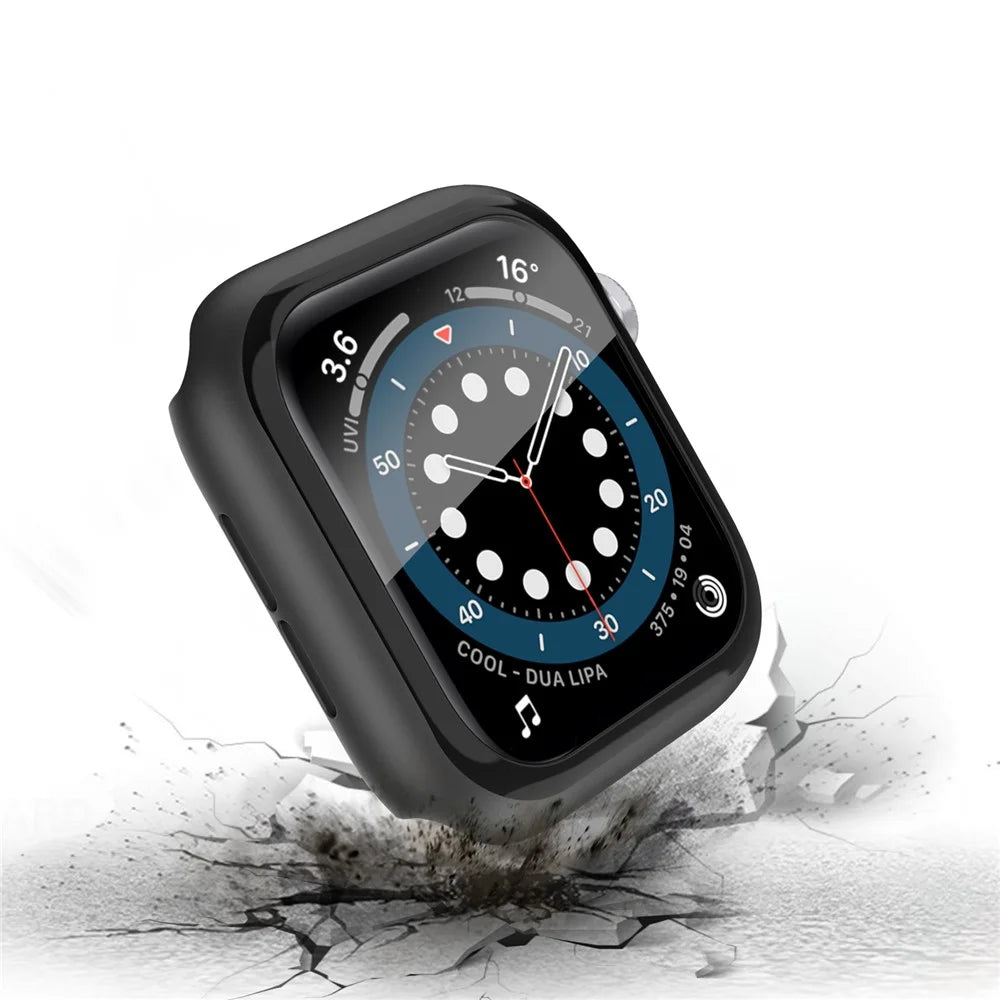 AHASTYLE WG46 2Pcs PC Case with Tempered Glass Film for Apple Watch - For Apple Watch Series 3 / 2 / 1 38mm / Black - 5