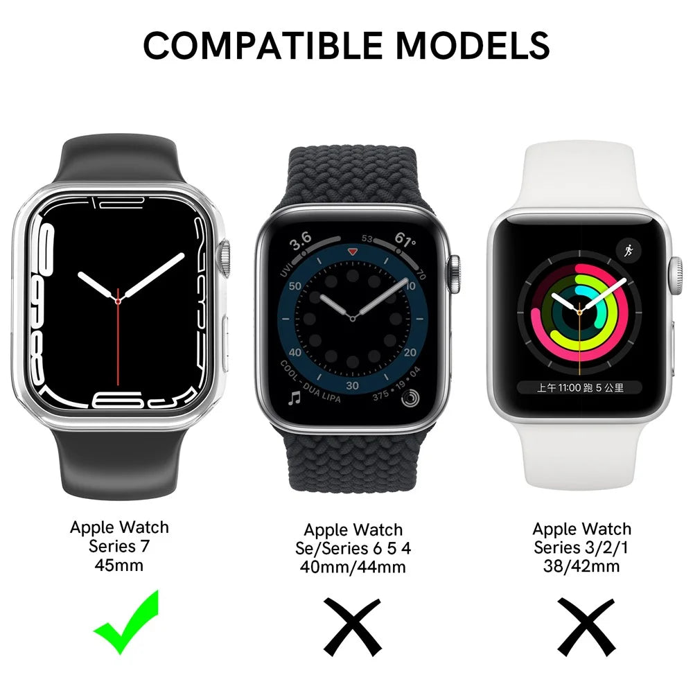 AHASTYLE WG59 2Pcs Hard PC Case for Apple Watch Series 8 / 7, Half Cover Rubberized Matte Cover Frame - For Apple Watch Series 8 / 7 41mm / Black - 2