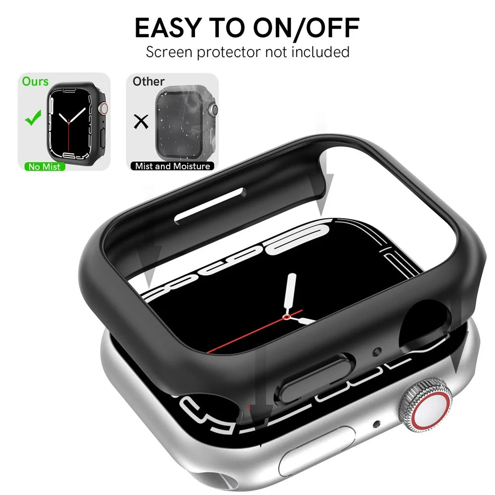 AHASTYLE WG59 2Pcs Hard PC Case for Apple Watch Series 8 / 7, Half Cover Rubberized Matte Cover Frame - For Apple Watch Series 8 / 7 41mm / Black - 3