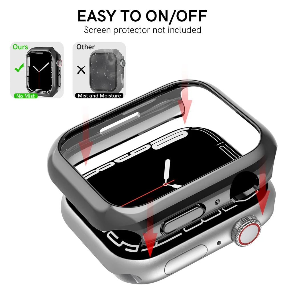 AHASTYLE WG59-D 2Pcs Watch Case for Apple Watch Series 8 / 7, Hard PC Electroplate Cover Frame - For Apple Watch Series 8 / 7 41mm / Black - 3