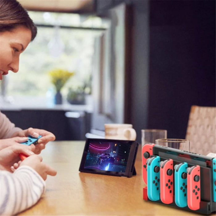 IPEGA For Nintendo Switch JoyCon 4 Slots Charging Dock Station Game Controller Charger with Indicator - Black / Red - 5