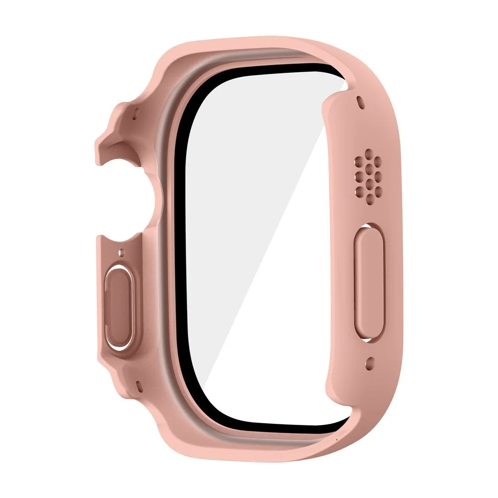 For Apple Watch Ultra 3 / Ultra 2 / Ultra 49mm Hard PC Case with Tempered Glass Screen Protector Waterproof Smart Watch Case - Pink - 2