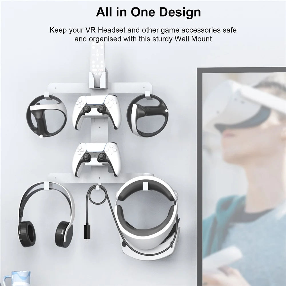 JYS JYS-P5158 Wall Mount Holder Stand for PS VR2 VR Headset and Controller Storage Bracket Wall Hanger - 3