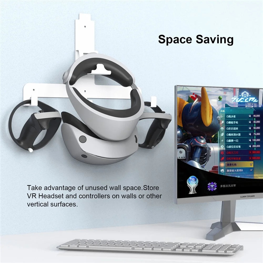 JYS JYS-P5158 Wall Mount Holder Stand for PS VR2 VR Headset and Controller Storage Bracket Wall Hanger - 5