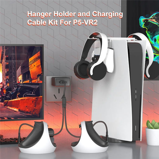JYS JYS-P5160 For PS5 Game Controller Hanger Holder and Charging Cable Kit for PS VR2 Accessories - 2