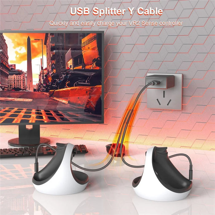 JYS JYS-P5160 For PS5 Game Controller Hanger Holder and Charging Cable Kit for PS VR2 Accessories - 5