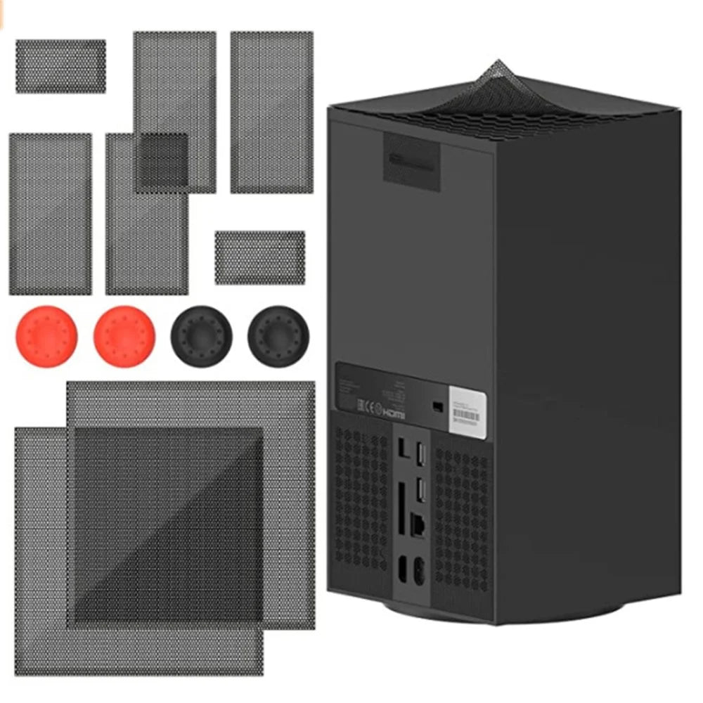 For Xbox Series X 2 Set Mesh Dust Cover + 2 Pair Rocker Cap PVC Heat Dissipation Dust-proof Net - 1