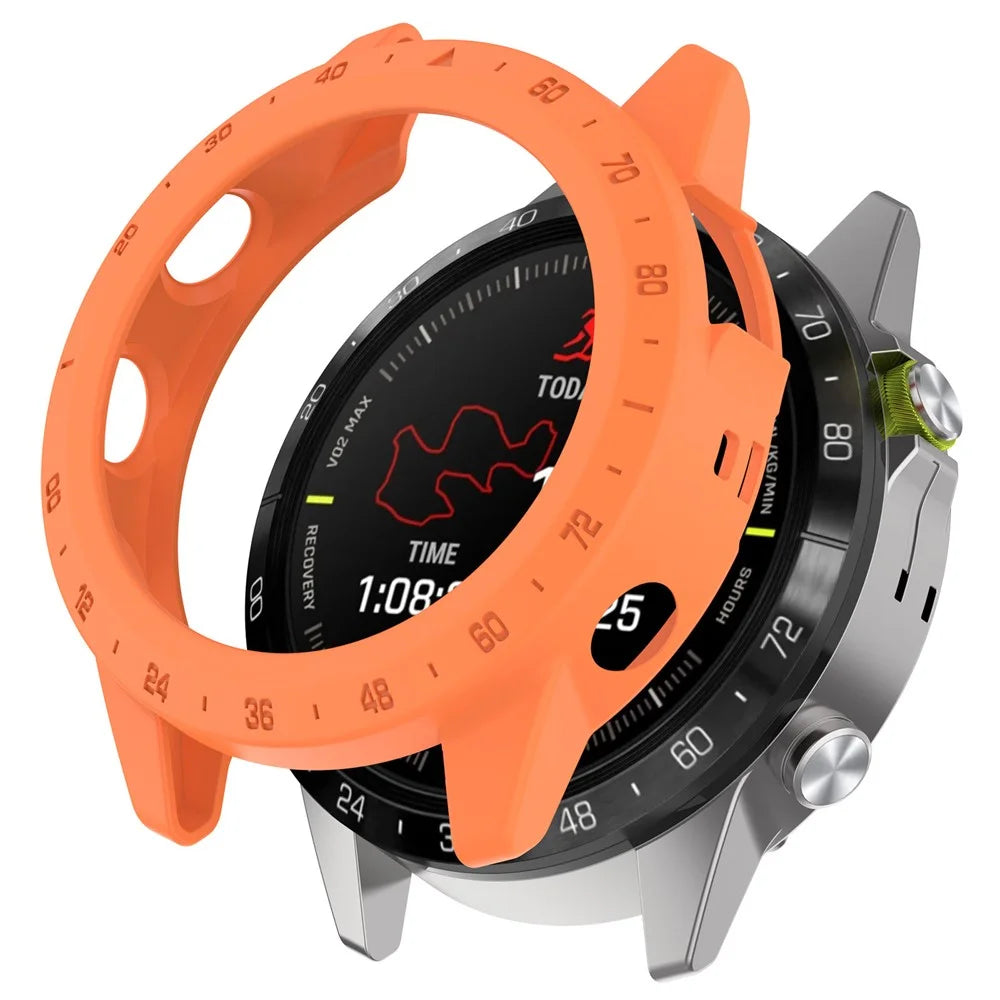 For Garmin MARQ (Gen 2) Anti-scratch Watch Case PC Protective Frame with Scale - Orange - 1