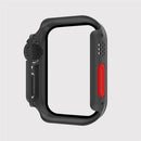For Apple Watch Series 9 / 8 / 7 45mm Watch Case Hard PC Anti-drop Watch Cover with Tempered Glass Screen Protector - Black / Red - 2