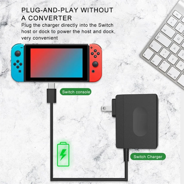 AOLION PGNS1042 For Nintendo Switch TV Dock Mode 1.5m Type-C Cable ABS Charger AC Power Adapter, US Plug - 3
