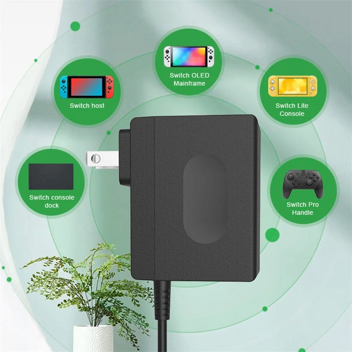 AOLION PGNS1042 For Nintendo Switch TV Dock Mode 1.5m Type-C Cable ABS Charger AC Power Adapter, US Plug - 6