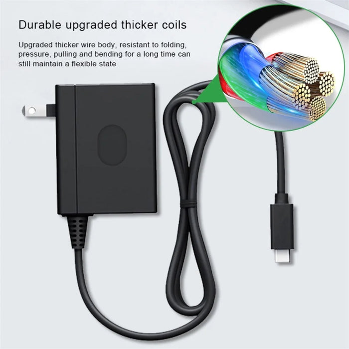 AOLION PGNS1042 For Nintendo Switch TV Dock Mode 1.5m Type-C Cable ABS Charger AC Power Adapter, US Plug - 7