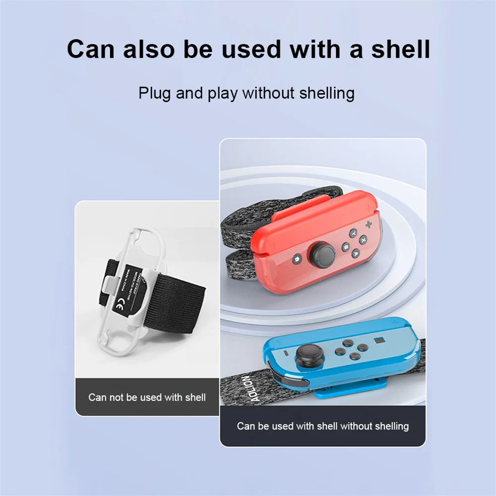 AOLION AL-NS2215 2Pcs for Nintendo Switch Joy-Con Controller Wrist Band Holder 360-degree Rotation Hand Strap - Red / Blue - 6