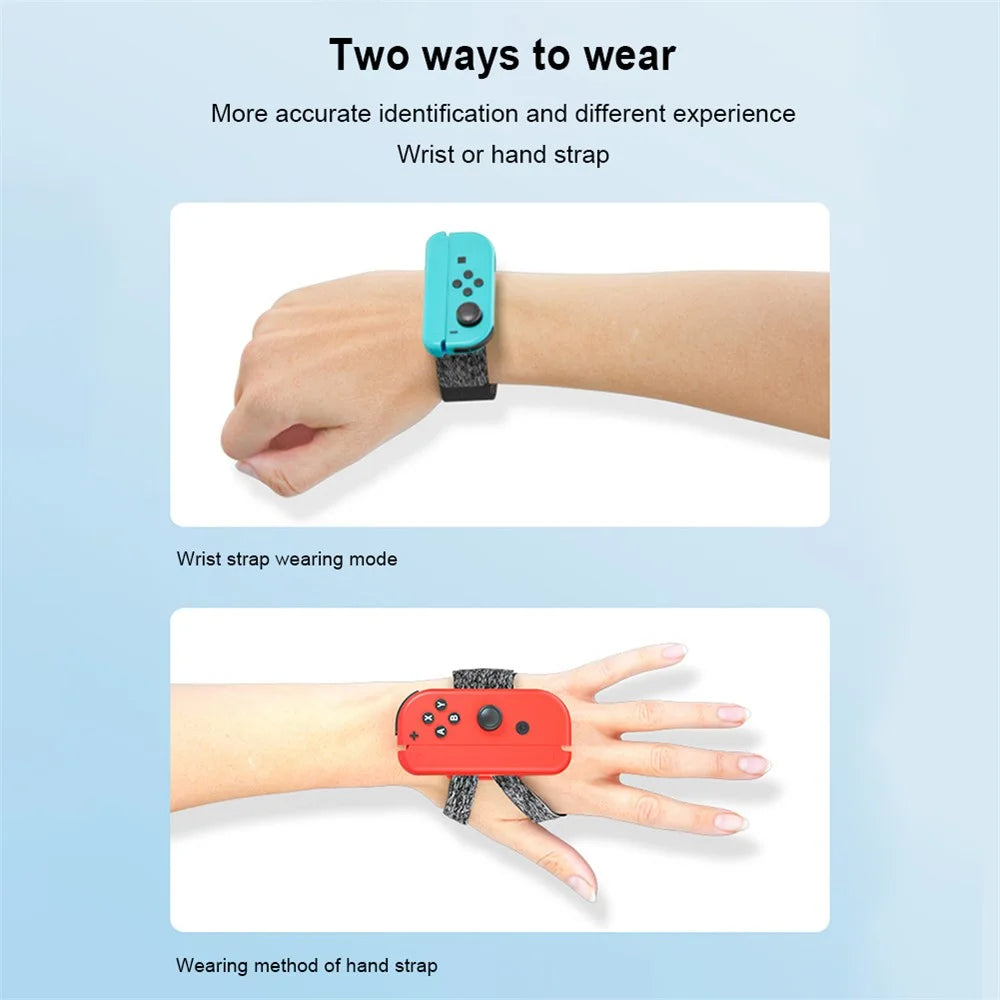 AOLION AL-NS2215 2Pcs for Nintendo Switch Joy-Con Controller Wrist Band Holder 360-degree Rotation Hand Strap - Red / Blue - 7