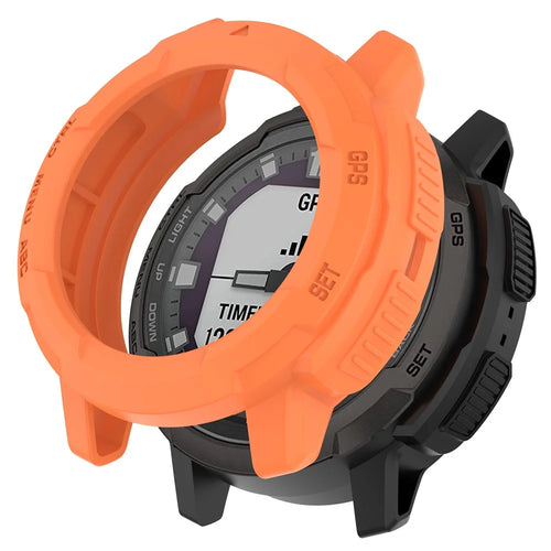 For Garmin Instinct Crossover Soft TPU Watch Case Hollow Shockproof Bumper Frame Cover - Orange - 1