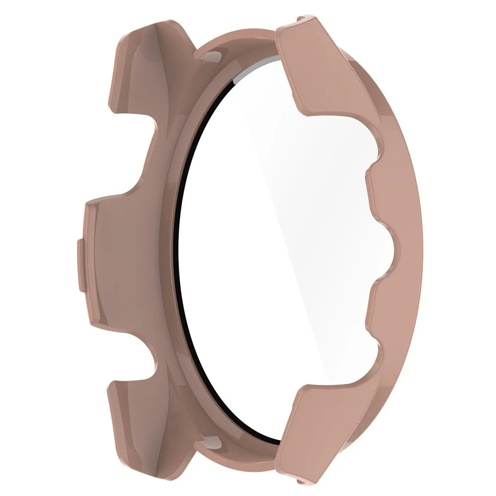 For Garmin Forerunner 265S Anti-scratch PC Watch Case with Tempered Glass Screen Protector - Pink - 3