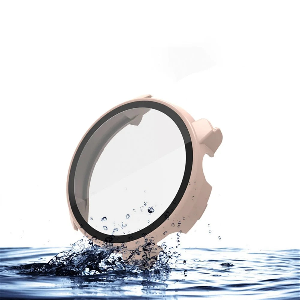 For Coros Pace 2 All Around Hard PC Watch Case with Built-in Tempered Glass Screen Protector - Cherry Pink - 4