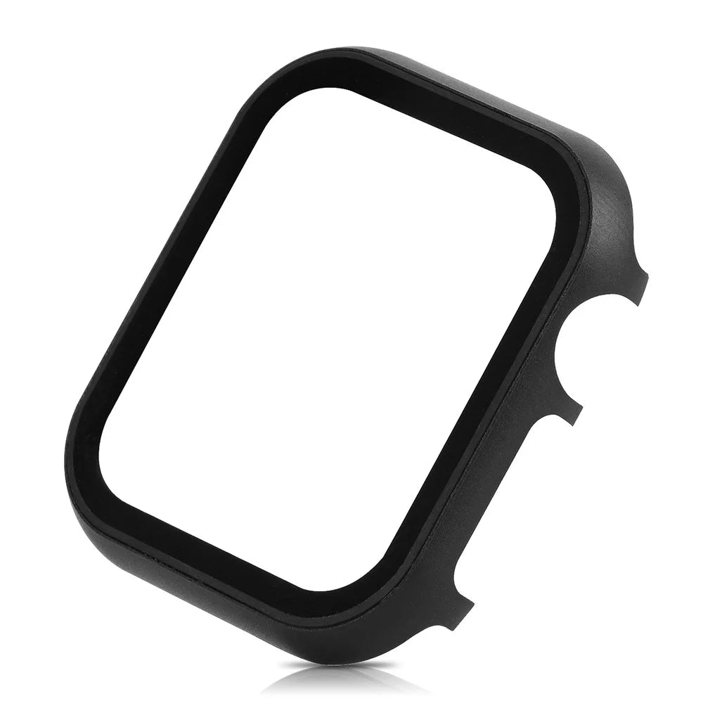For Apple Watch Series SE3 / SE2 / SE1 /  6 / 5 / 4 44mm Metal Protective Cover Case with Tempered Glass Screen Protector - Black - 4