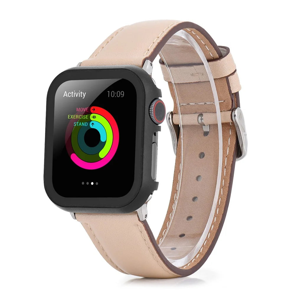 For Apple Watch Series SE3 / SE2 / SE1 /  6 / 5 / 4 44mm Metal Protective Cover Case with Tempered Glass Screen Protector - Black - 7