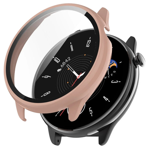 For Huami Amazfit GTR Mini (A2174) PC Watch Case with Integrated Tempered Glass Screen Protector - Pink - 1