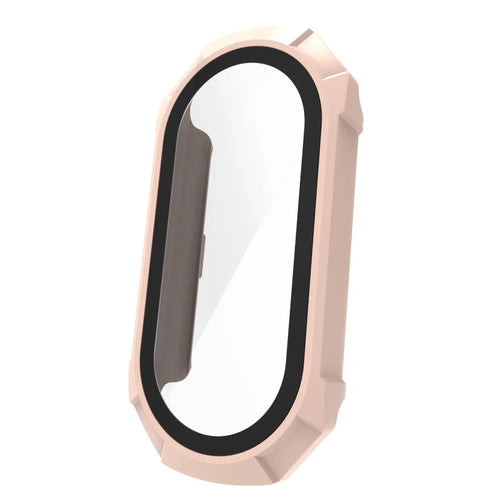 For Xiaomi Smart Band 8 Hard PC Watch Case Protective Frame with Integrated HD Glass Film - Pink - 1