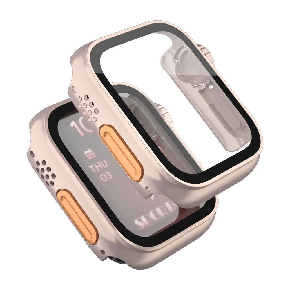 For Apple Watch Series SE3 / SE2 / SE1 /  6 / 5 / 4 40mm Waterproof Drop-proof PC Watch Case with Tempered Glass Screen Protector - Rose Gold - 2