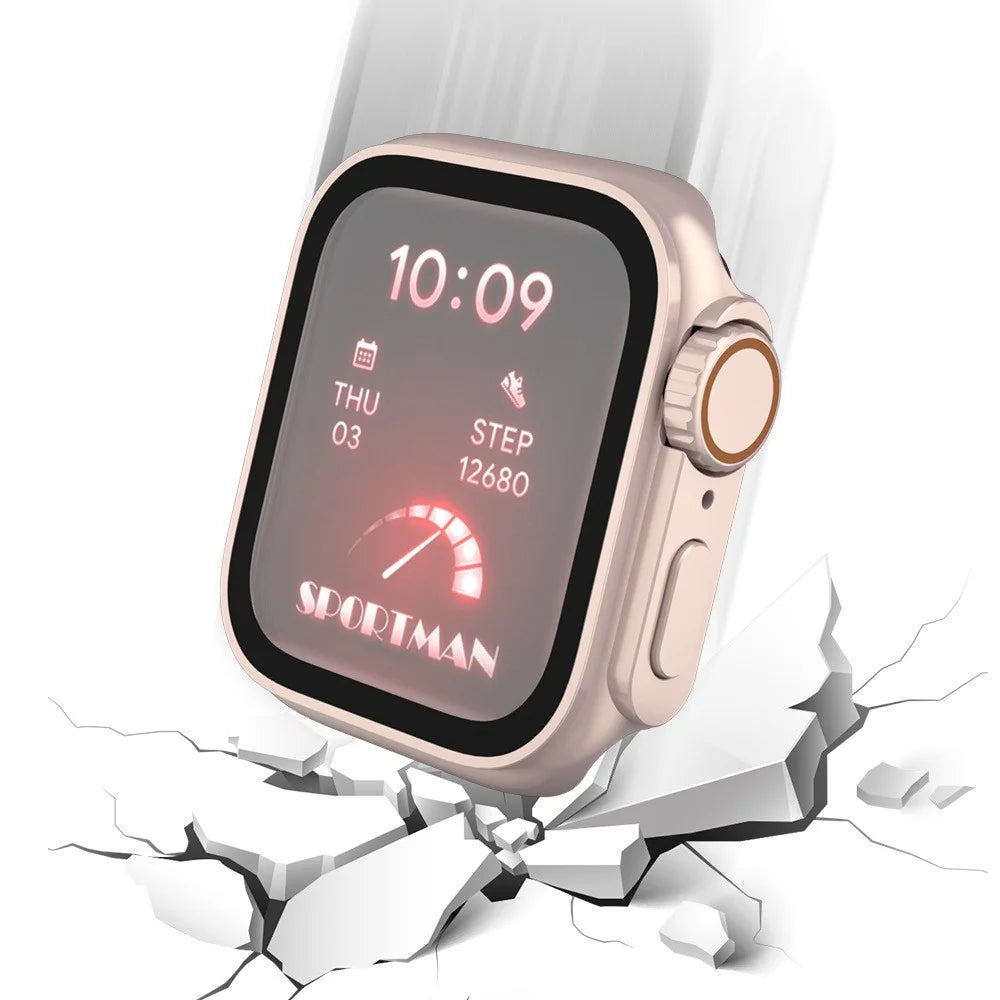 For Apple Watch Series SE3 / SE2 / SE1 /  6 / 5 / 4 40mm Waterproof Drop-proof PC Watch Case with Tempered Glass Screen Protector - Rose Gold - 6