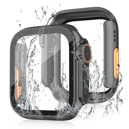 Watch Cover for Apple Watch Series SE3 / SE2 / SE1 /  6 / 5 / 4 44mm Waterproof PC Watch Case with Tempered Glass Screen Protector - Black - 1