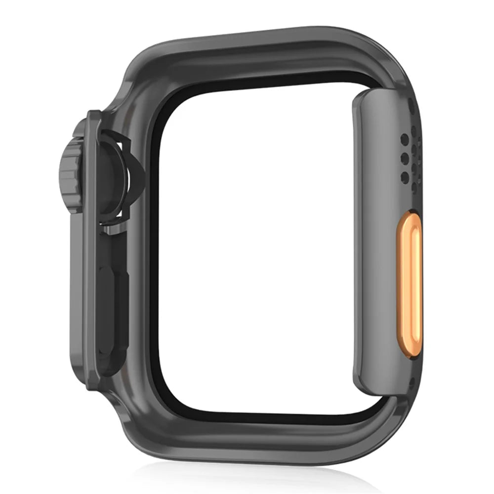 Watch Cover for Apple Watch Series SE3 / SE2 / SE1 /  6 / 5 / 4 44mm Waterproof PC Watch Case with Tempered Glass Screen Protector - Black - 4