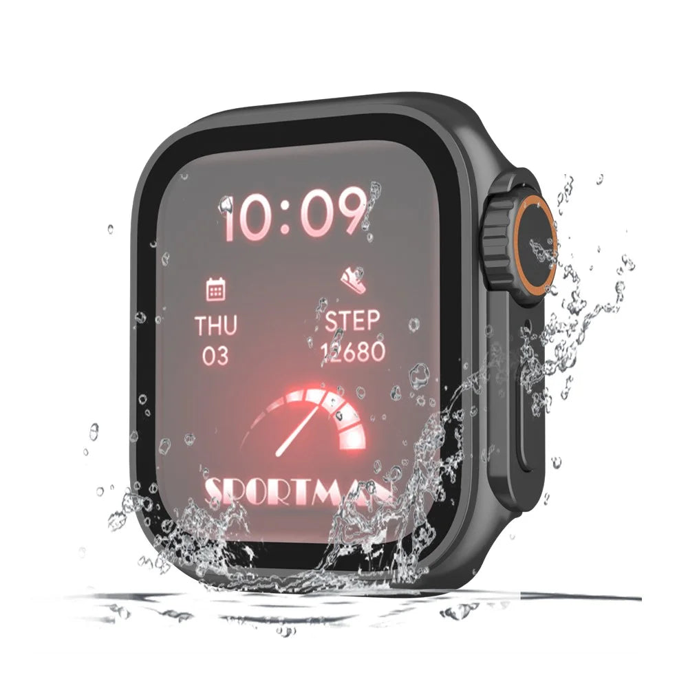Watch Cover for Apple Watch Series SE3 / SE2 / SE1 /  6 / 5 / 4 44mm Waterproof PC Watch Case with Tempered Glass Screen Protector - Black - 5