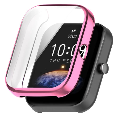 For Huami Amazfit Bip 3 / Bip 3 Pro Anti-scratch Watch Cover Electroplating Full Coverage Watch Case - Pink - 1