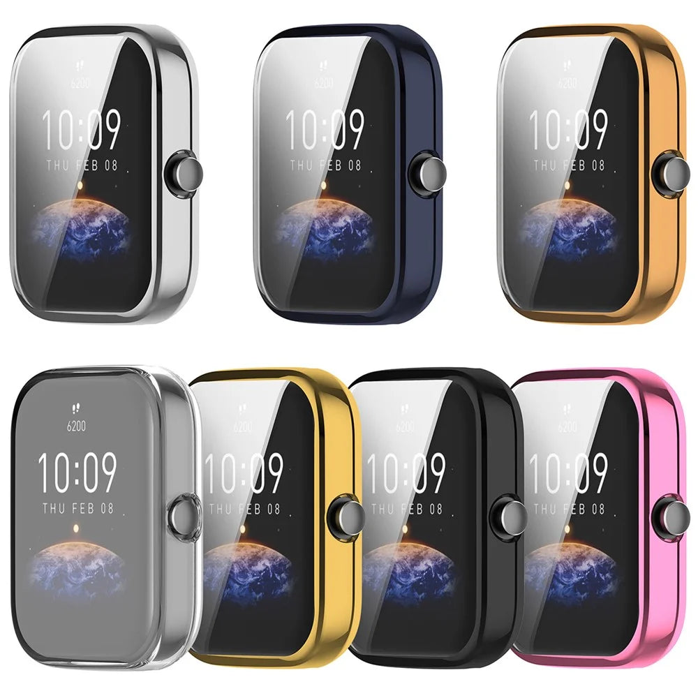 For Huami Amazfit Bip 3 / Bip 3 Pro Anti-scratch Watch Cover Electroplating Full Coverage Watch Case - Pink - 4
