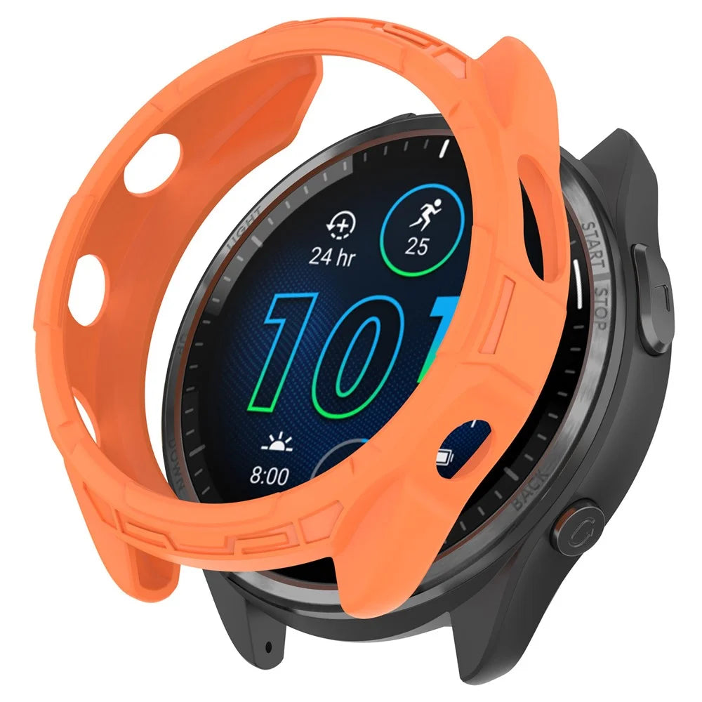 For Garmin Forerunner 965 TPU Watch Case Hollow-out Rugged Bumper Cover - Orange - 1