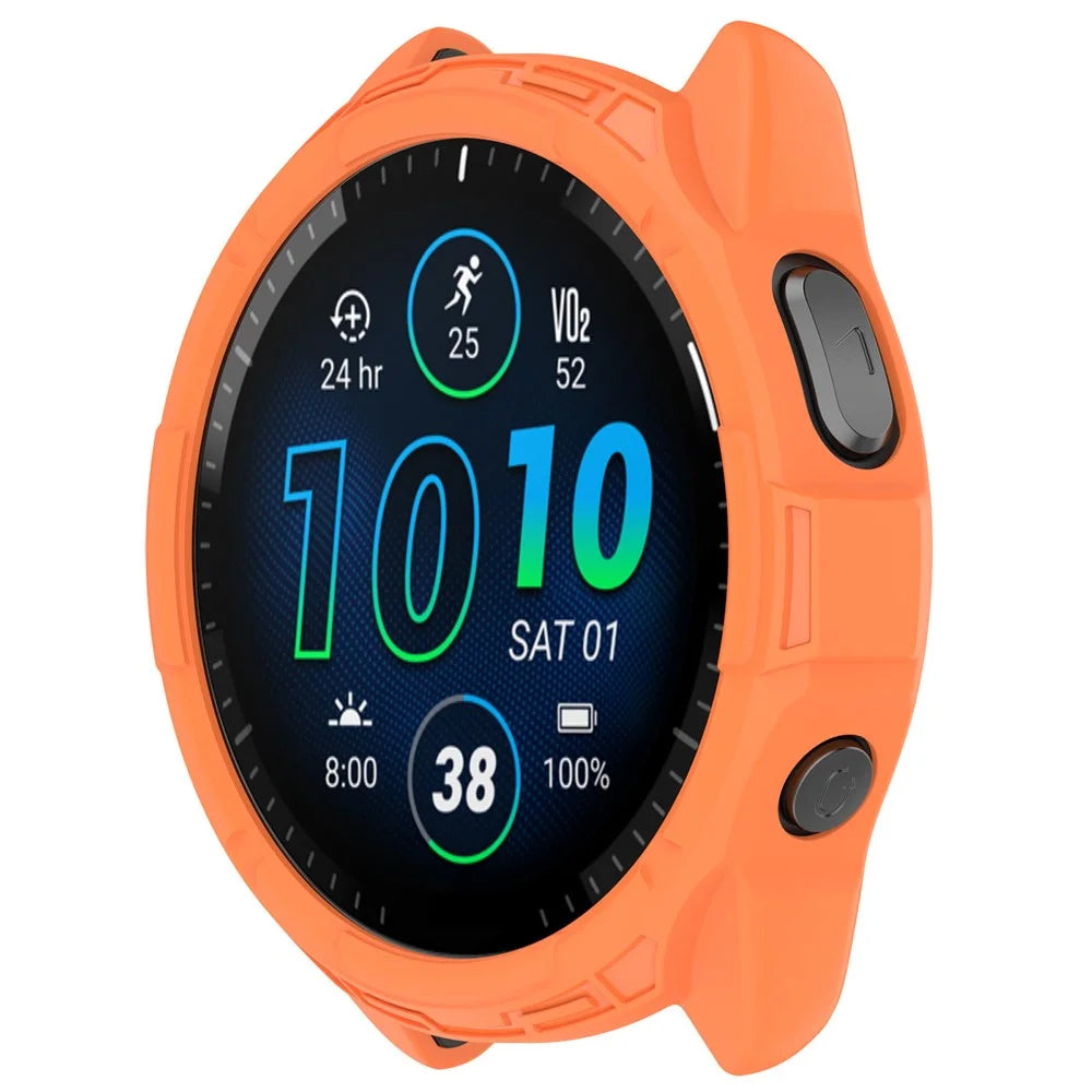 For Garmin Forerunner 965 TPU Watch Case Hollow-out Rugged Bumper Cover - Orange - 4