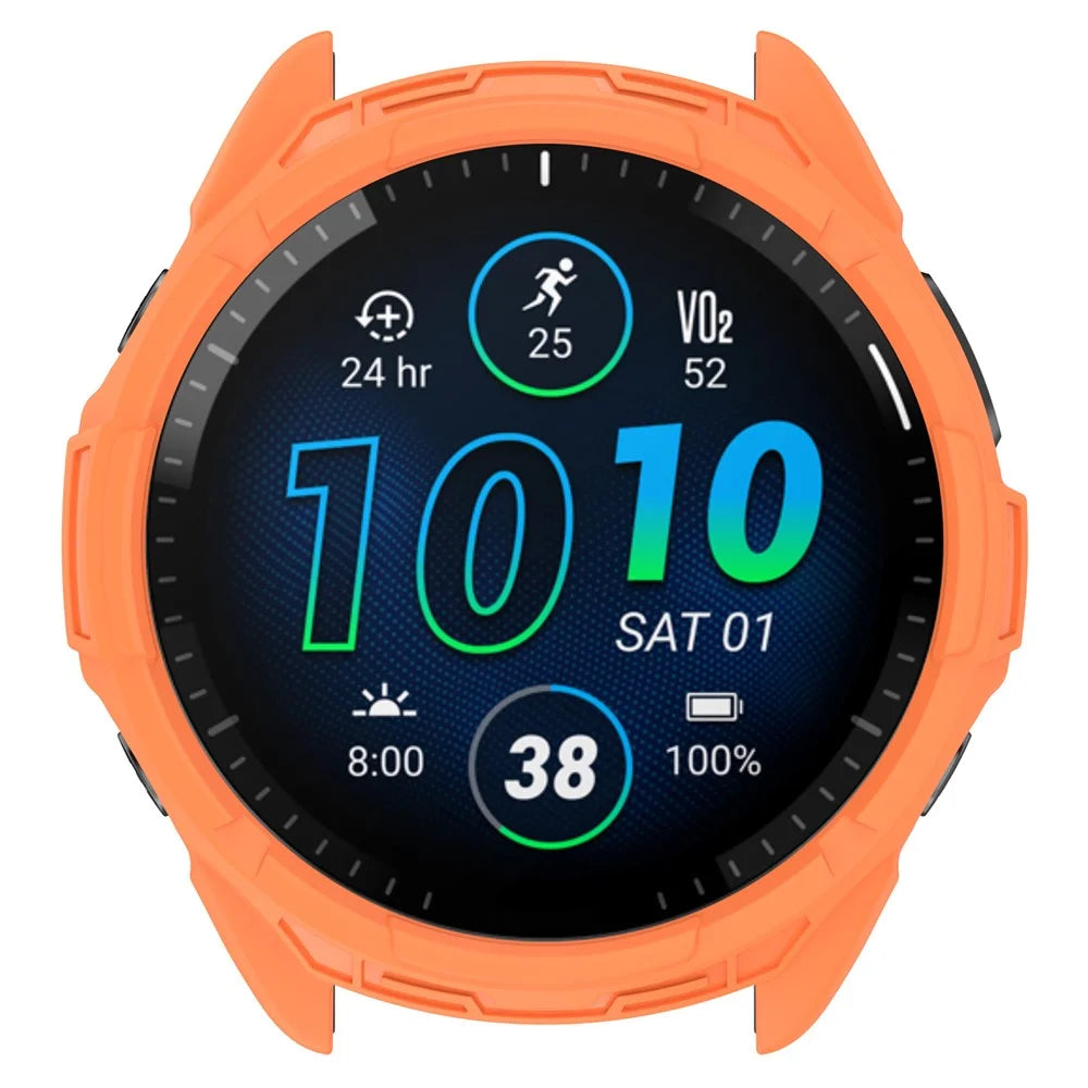 For Garmin Forerunner 965 TPU Watch Case Hollow-out Rugged Bumper Cover - Orange - 5